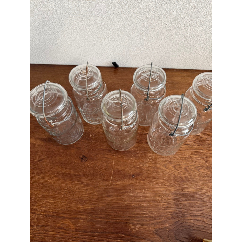 Lot of 6 Vintage Ball Ideal Canning Jars w/ Wire Bail Lids 5 Small Mouth 1 Wide - Picture 3 of 5
